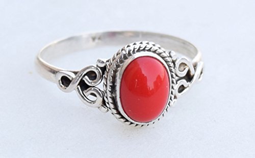 Red Coral Stone Ring 925 Sterling Silver Statement Ring For Women Handmade Rings Gemstone Christmas Promise Ring Size Us 6 Gift For Her #TOP5