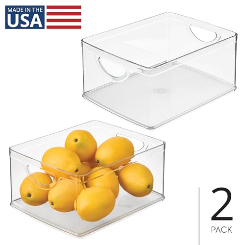 Image of iDesign Pantry Storage Bins with Handles, Set of 2, Clear | Organizer Bins, For Cabinets or Fridge