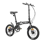 ECOSMO 16" Folding City Bicycle Bike 6SP gears, Full Disc brakes, 16AF02Black