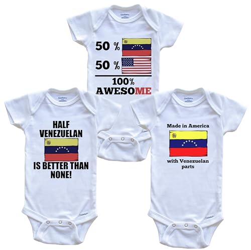 Venezuelan American Baby Bodysuit Bundle (3 Piece Set)