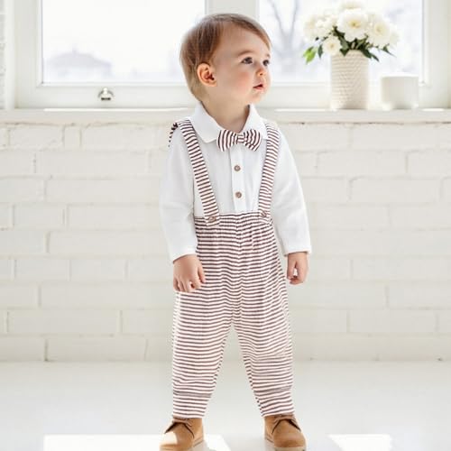 Image of VISGOGO Toddler Boy Linen Outfit Baby Boy Fall Winter Clothes Set Button-Down Shirt Tops Cotton Linen Pants 2PCS