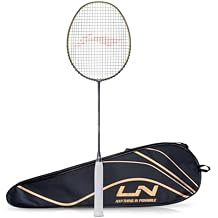 Li-Ning Wind Lite 700 II Carbon Graphite Badminton Strung Racket with Full Racket Cover Dark Grey/Lime