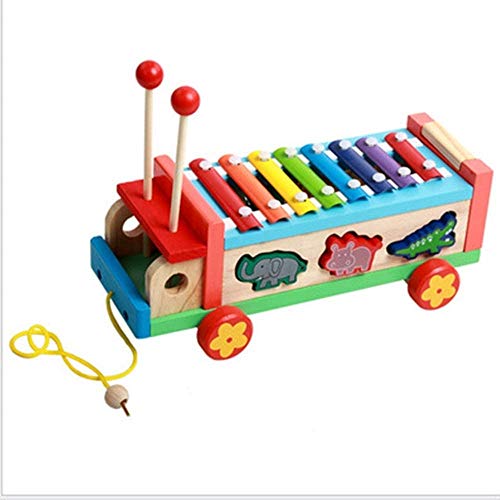 Zeyujie Wooden Toys, Cartoon Animal Drag Piano, 8-tone Drag Xylophone, Baby Hand Knock On Music Piano, Percussion Toys, Percussion Instruments, Musical Toys, Xylophone Knock On Piano, Educational Musi