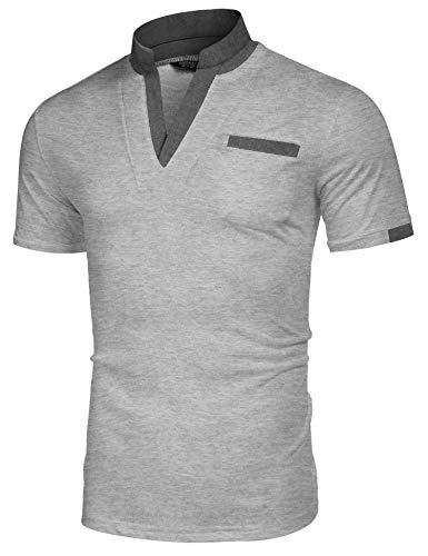 Coofandy Men's Classic Short Casual Summer Sleeve Polo Shirt Slim Fit T-Shirts Beach Tees Grey, X-Large #TOP1