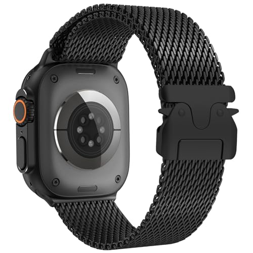 Pulsera Milanese Loop Compatible con Correa Apple Watch 42mm(Series 11 10) 41mm 40mm 38mm Mujeres Hombres, Hebilla Paracaídas Correas Metal para iWatch 9 SE 8 7 6 5 4 3 2 1