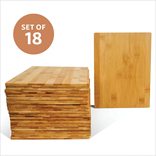 Set de 18 tablas de cortar de bambú 12" x 9" x 0.35" miniatura 2