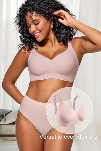Image of HORISUN Wireless Bras for Women Soft Comfortable No Underwire T Shirt Bra Seamless Full Coverage Bras with Support
