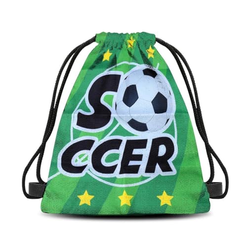 Ancnoz Mochila com cordão de futebol para amantes de futebol, bolsa esportiva para filhos, amigos, presentes de aniversário, dia de jogo, Estrela, P