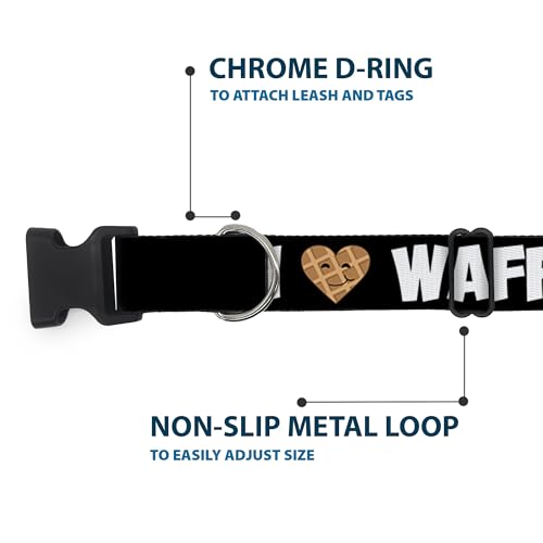 Collar de perro I Heart Waffles de Buckle Down ajustable con clip de plástico resistente 6