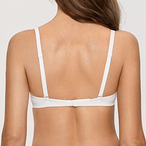 Image of DOBREVA Women's Plunge Bra Deep V Sexy Underwire Low Cut Bras T Shirt Cleavage Lightly Padded