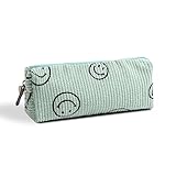 Smile Pencil Pen Case Office Large Storage High Capacity Bag Pouch Holder Box Organizer Makeup Pouch Bag Cosmetic Bag (Green)