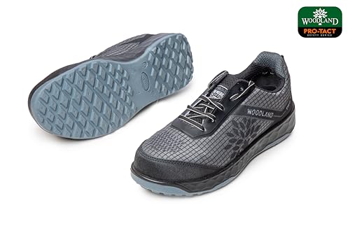 Image of Woodland Ranger Knitted Safety Shoes for Men | Oil Resistant Safety Shoe with Anti Slip Grip | Lightweight & Antistatic PU Double Density with Composite Toe | Black