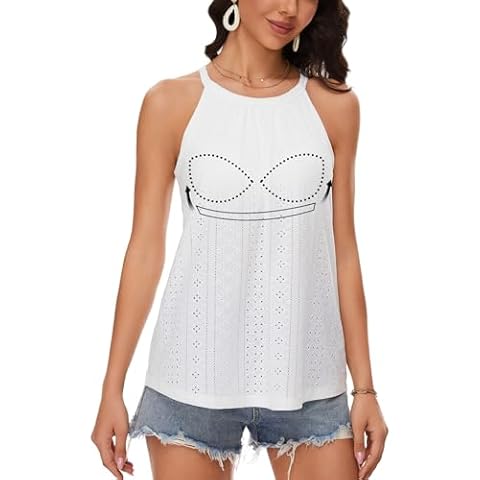 ANYFITTING Women's Halter Eyelet Tank Top Cover