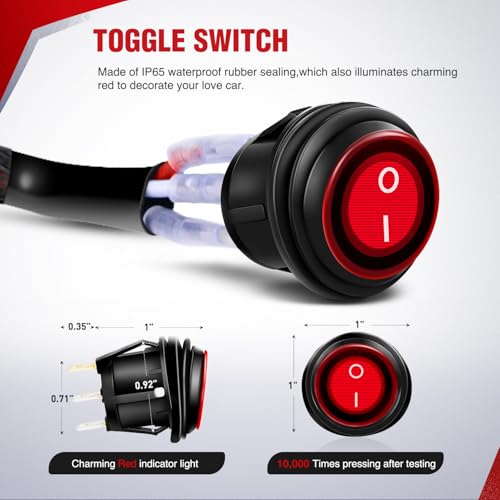 Image of Nilight Off Road LED Light Bar Pods Wiring Harness Kit 12 V On /Off Switch | Power Relay & Blade Fuse Nylon for 12 AWG 2 Leads on Cars Jeep Boat Trucks