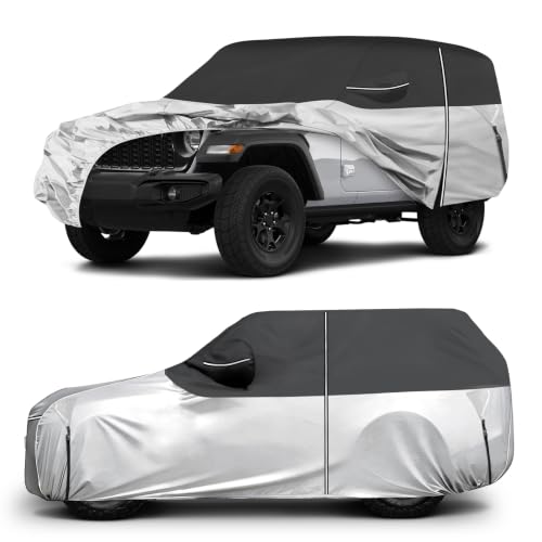 Image of Cartist 420D Car Cover for Wrangler 2 Door 1987-2027 JK JL CJ YJ TJ, All Weather Car Cover for Wrangler Accessories, Full Exterior Cover Rain Waterproof Protector with Zipper & Cotton Lining
