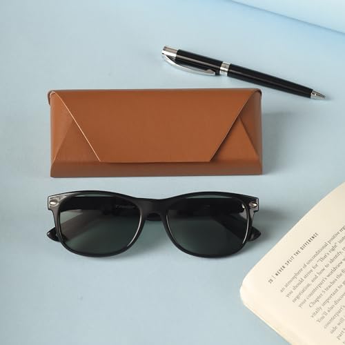 Image of VIVID Vision Unisex Adult Eyewear Specs Case Cover | Screw Driver | Free Cloth | Protect Eye Glasses | Chashma Dibbi | Spectacle Box | Magnetic | Faux Leather | IC-528 | Brown | 3 IN 1