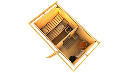 KARIBU Sauna Skrollan 1, B/ T/ H: 196/ 337/ 228 cm, 40 mm, 9- KW- Ofen mit ext. Steuerung 9- kW- Ofen mit integrierter Steuerung-2