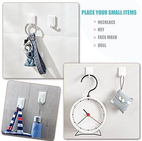 RICHSUM 2-Pack Self Adhesive Hooks - Sticky Plastic Small Wall Hooks Heavy Duty Hanger - Hanging Keys, Necklace, Decoration for Bathroom, Living Room, Bedroom (18Count,200g Max Load)