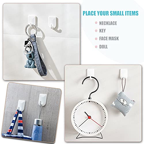 Orijoyna 2-Pack Mini Self Adhesive Hooks - Sticky Plastic Small Wall Hooks Heavy Duty Hanger - Hanging Keys, Necklace, Decoration For Bathroom, Living Room, Bedroom (18-Count) #TOP4
