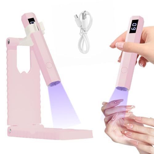 Lethra UV Lamp for Gel Nails, Nail Lamp for Gel Polish with Stand, Portable LED Nail Lamp with Folding Stand for DIY Salon at Home DIY Gel Extension Pink