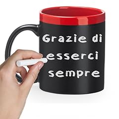 Idea Regalo - AL PRODUCTION Tazza Lavagna da Personalizzare con Gessetto – Scrivi quante volte vuoi – Tazza Regalo Originale per Compleanno, Per Amici, Genitori, Colleghi, Fidanzata con gesso incluso. (Rosso)