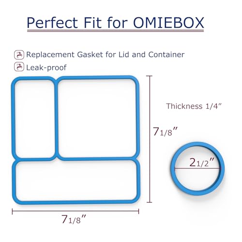 2 pack Lid Seal Gaskets and 2pack Container Seal Gaskets For OmieBox，Fit Replacement Parts For Kids Bento Box,100%Food-Safe Silicone Rubber,Essential Lunch Bento Box Accessories for Kids(Blue) by Aufuga - Image 5