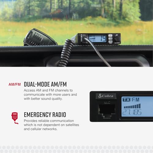 Cobra 19 MINI AM/FM Recreational CB Radio - Dual-Mode AM/FM, 40 Channels, Travel Essentials, Time Out Timer, VOX, Auto Squelch, Auto Power, Instant Channel 9/19, 4-Watt Output, Easy to Operate, Black by COBRA - Image 3