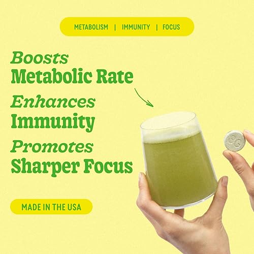 8Greens Daily Greens Effervescent Tablets - Superfood Booster, Energy & Immune Support, Made with Real Greens, Greens Powder, Vitamin C, Lemon Lime, Pack of 3