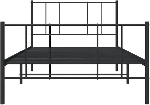 Miniatura 86 de YAFF Marco de cama de metal de 81.5 x 41.3 x 35.4 pulgadas, marco de cama de plataforma de acero resistente con cabecero, no necesita somier, sin