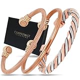 Coppervast Copper Bracelets- for Men and Women | Set of 3 with Gift Box | Valentine's Day Gift for Men & Women | Handmade 100% Copper