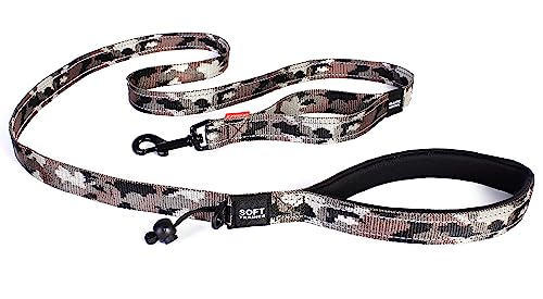 EzyDog Soft Trainer Dog Leash with Traffic Control Handle - Reflective Stitching for Nighttime Safety and Superior Strength and Comfortability for Training Large to Medium Dogs (72”, Green Camo)