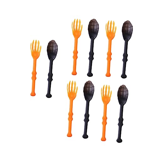 jojofuny 12個 ハロウィン食器 ドールハウスのテーブルセッティング スケルトンハンドハロウィンスプーン プラスチックハロウィンフォーク スケルトンフォーク ハロウィンサラダトング ハロウィ