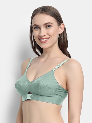 Image of VSTAR Queen U Black CLR Soft Cotton Bra for Women | Wirefree, Single Layered Seamed Cups | Adjustable Straps | Comfy Non Padded Bra 32 | Cool Grey