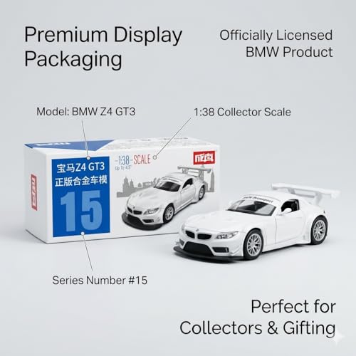 Image of MSZ Official Licensed BMW Z4 GT3 Diecast Model Car (11 CM) | 1:43 Scale Metal Toy with Opening Doors | Premium Collectible Replica for Display & Gift| BMW Car Toy Gift