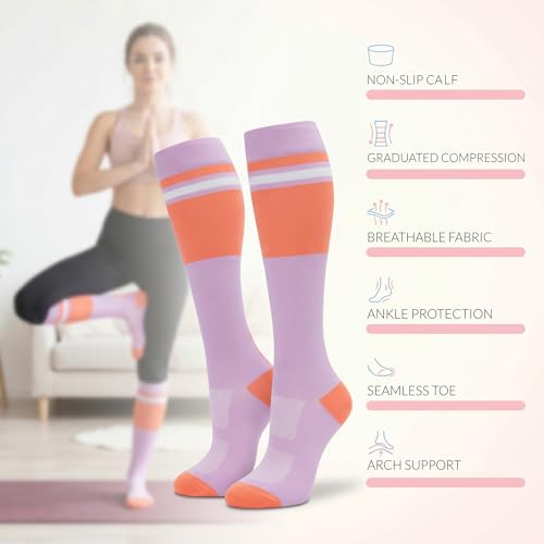 Image of fenglaoda Compression Socks for Women Men 3 Pairs Graduated Compression Support Circulation Socks for Nurses