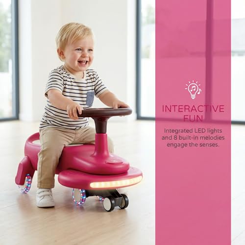 Hape Wiggle & Giggle Ride-On Car for Kids & Adults - No Assembly Wiggle Car with LED Lights, 8 Songs & Silent Wheels - 2-in-1 Parent-Child Ride-on Toy for Balance & Coordination, Ages 2-8 Years - Thumbnail 3