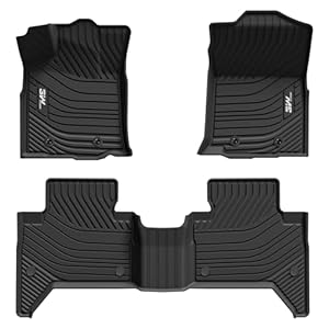 3W Floor Mats Fit Toyota Tacoma 2016-2023 (Only for Double Cab and Automatic), TPE All Weather Custom Fit Floor Liner for Toyota Tacoma 1st and 2nd Row Full Set Car Liners, Black