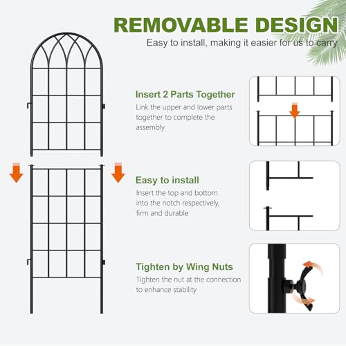 DoCred 4 Pack Garden Trellis for Climbing Plants, 59 Inch Metal Plant Trellis for Plant Support, Large Decorative Outdoor Trellis for Climbing Vegetable Flower Rose Vine Cucumber, Black by DoCred - Image 5