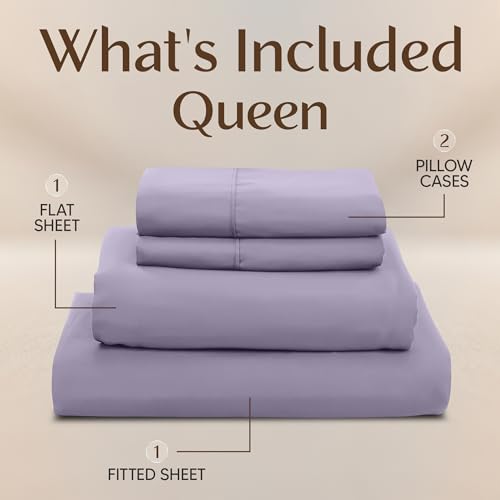 Image of Utopia Bedding Queen Size Sheet Set - 4 Piece Bed Sheets, Soft and Breathable Microfiber, Includes 1 Fitted Sheet, 1 Flat Sheet and 2 Pillowcases - Oeko Tex (Lavender)