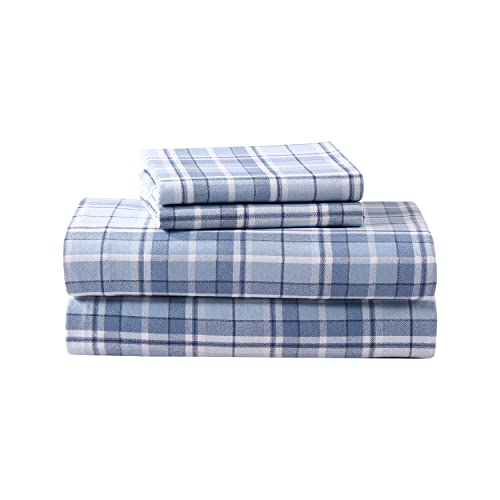 Laura Ashley Cotton Flannel Bedding Set, Mulholland Plaid Blue, Twin - Image 4
