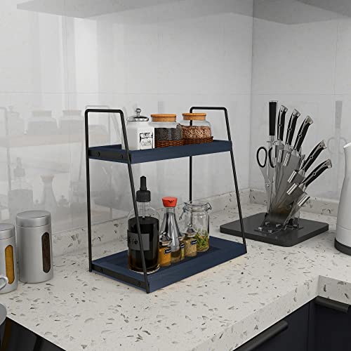 Dorhors 2 Tier Bathroom Skincare Organizers, Kitchen Countertop Organizer,Coffee Bar Accessories,Wood Tiered Tray Stand For Bathroom,Kitchen,Dresser,Coffee Bar(Grey) #TOP3