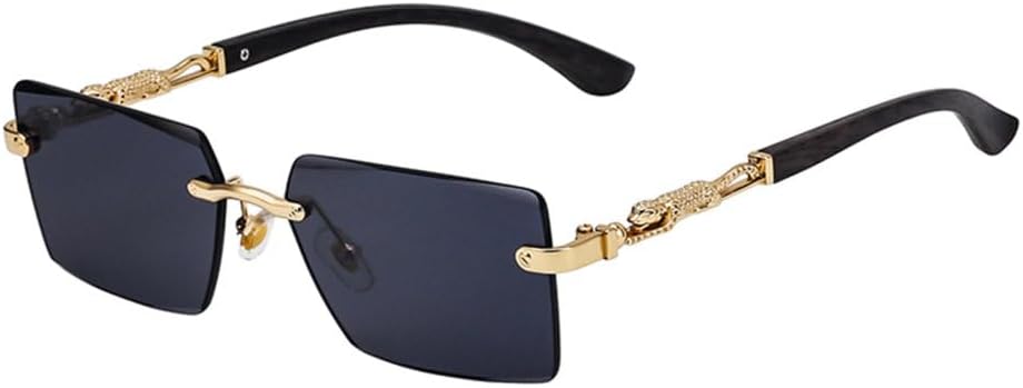 Vintage Rimless Sunglasses Men Luxury Frameless Sun Glasses For Male Metal Frame Leopard Eyewear