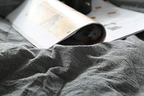 Image of F.Y.Dreams 100% Washed Cotton Duvet Cover for Weighted Blanket 80x87 inches with 16 Ties, Zipper on Long Side /Grey /Just Duvet Cover