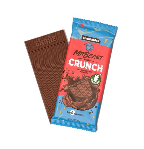 Image of Feastables Mr. Beast Bar Chocolate Bar, (Crunch), 60 Gram
