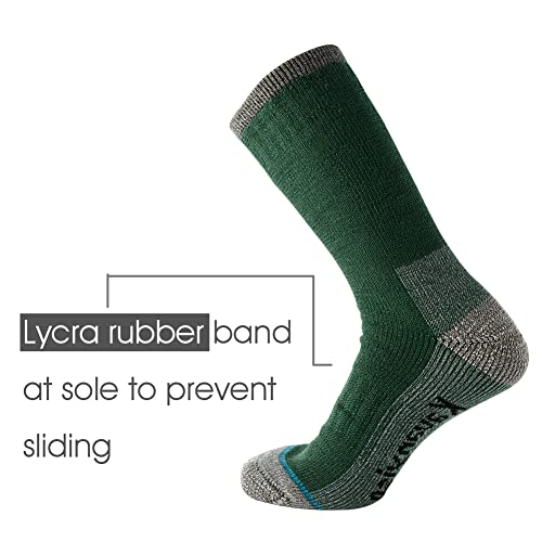 KAVANYISO Men's Merino Wool Hiking Socks Breathable Athletic Crew Thicken(1Pairs Green) — view 2