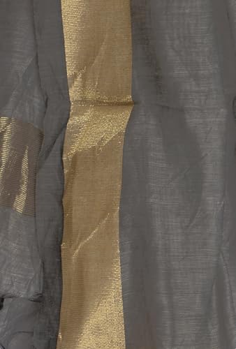 Image of YOUTHQUAKE Women's Chanderi Plain Silk Dupatta with Golden Border & Tassels