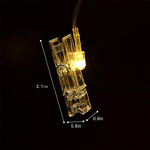 Hisayee Waterproof Led Photo String Lights 20 Photo Clips Battery Powered Fairy Twinkle Lights, Wedding Party Christmas Home Decor Lights For Hanging Photos, Cards And Artwork (7.2 Ft, Warm White) #TOP5