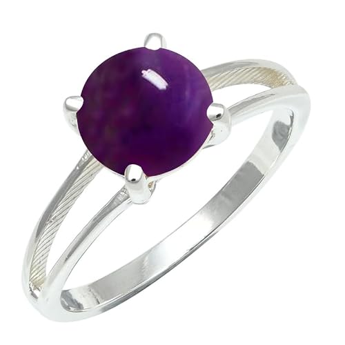SILVERNROCK Cabochon Amethyst Gemstone Silver plated Meditation Ring Men & Women All Size Gift Item Handmade Jewelry ERG1258BW (US-5)