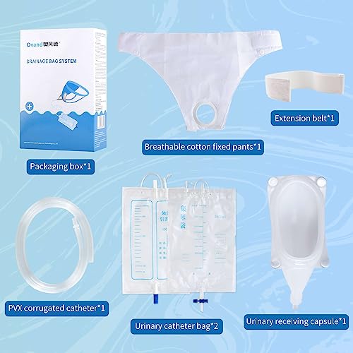 Silicone Urine Collector,Drainage Urine Catheter Bags with Urine Catheter for Bladder Control Devices Urine Bags,Reusable Portable Wearable Urinal System (Elderly Men Type) - Thumbnail 3