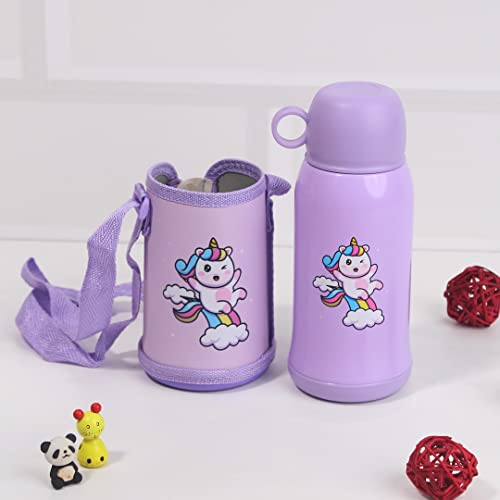Image of The Indus Valley Pro-Hydro Vacuum Insulated Kids Sippy with 2 Lids | Food Grade Stainless Steel | Leak Proof | BPA Free (450 ml, Purple)